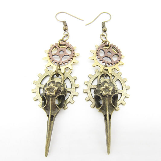 Boucles d'Oreilles Steampunk Corbeau